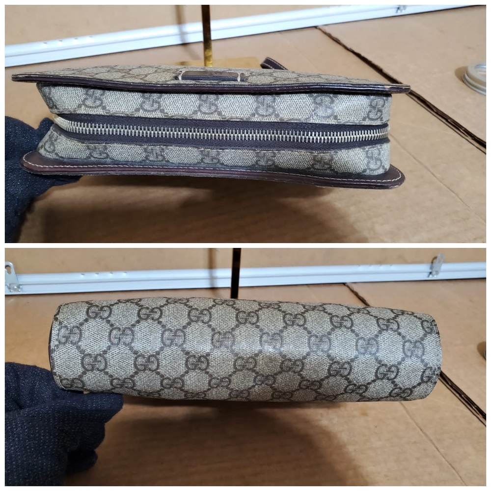 Gucci Gg Supreme Beige/Brown Leather Wristlet - Picture 9 of 13